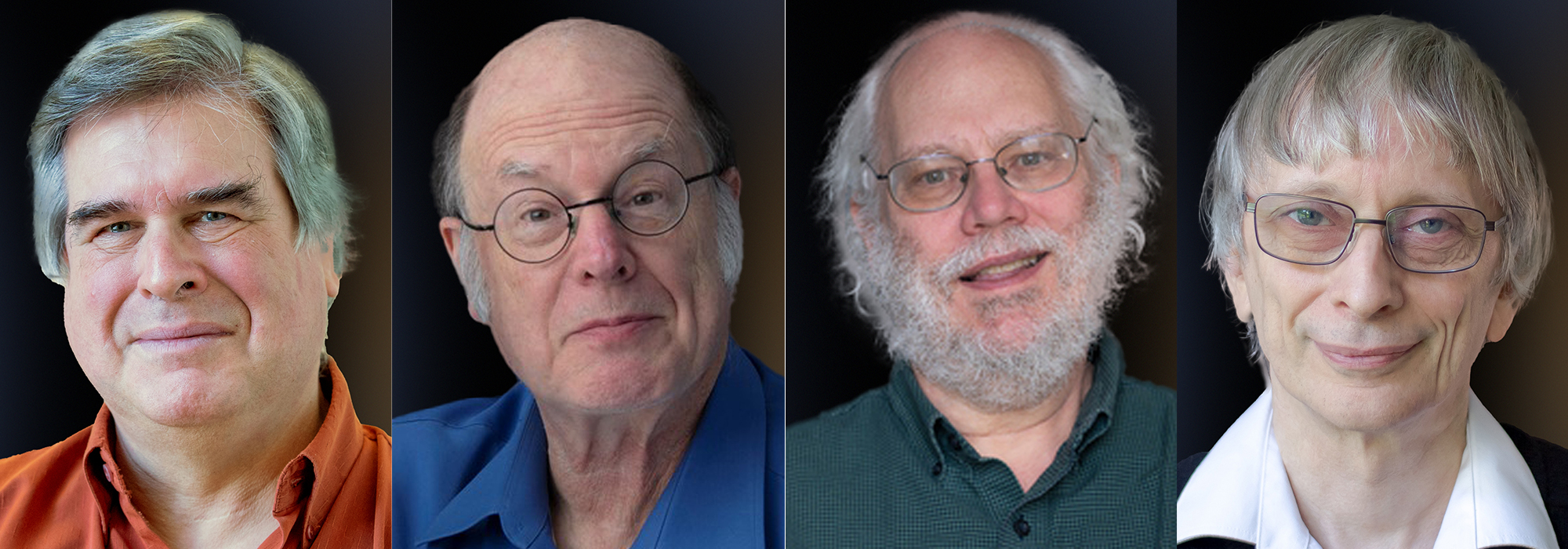 Four portraits of older men who won a physics prize