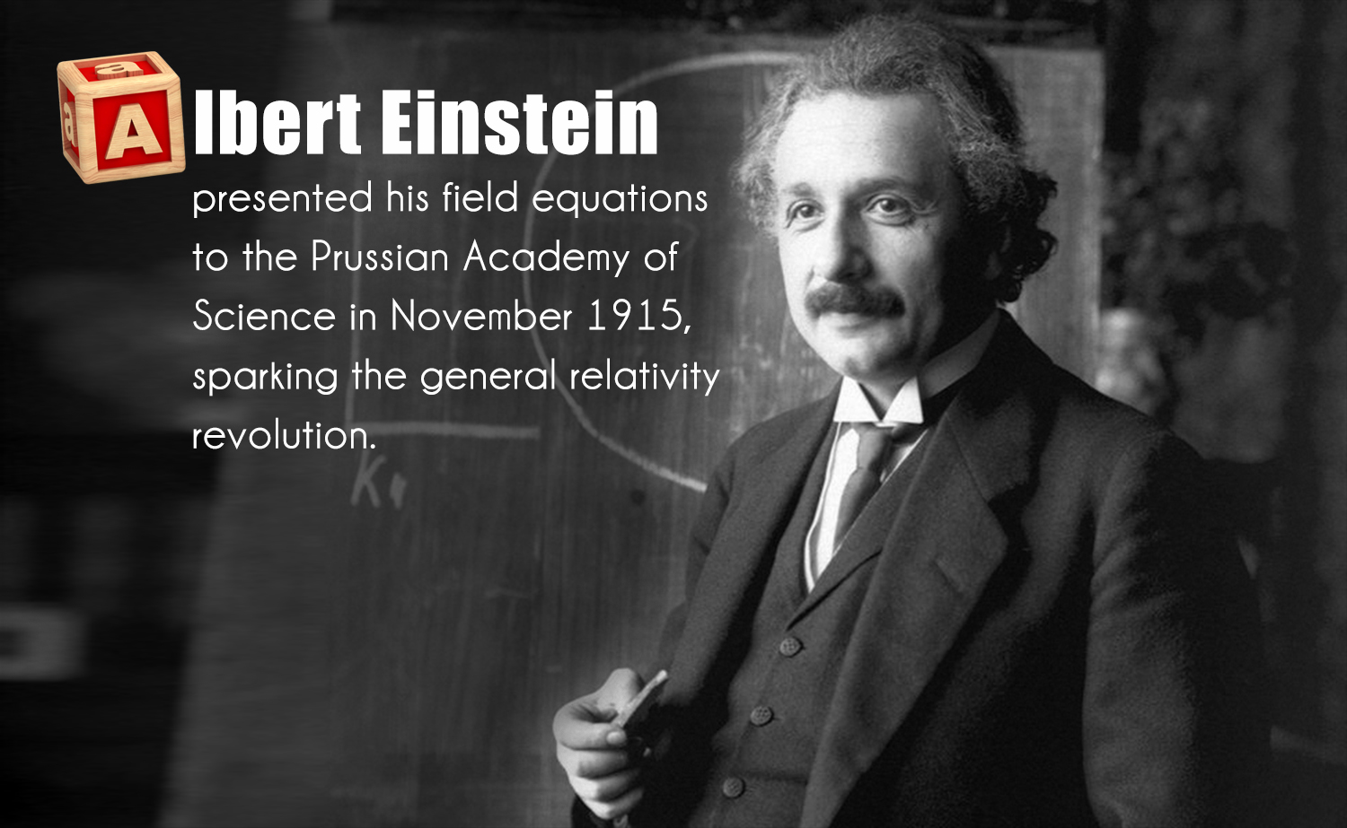 Albert Einstein presented his fiel equations to the Prussian Academy of Science in November 1915, sparking the general relativity revolution.
