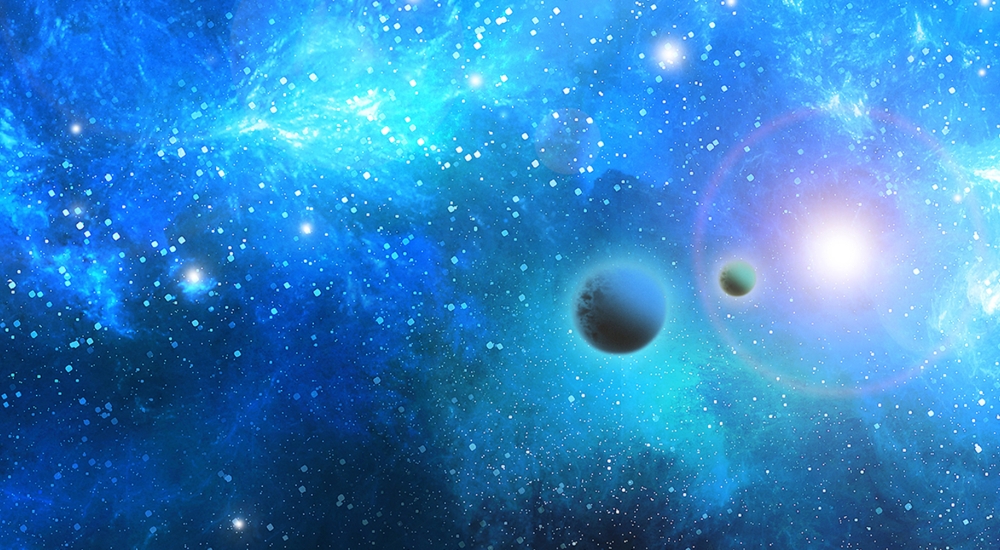 Planets and stars in a galaxy sky