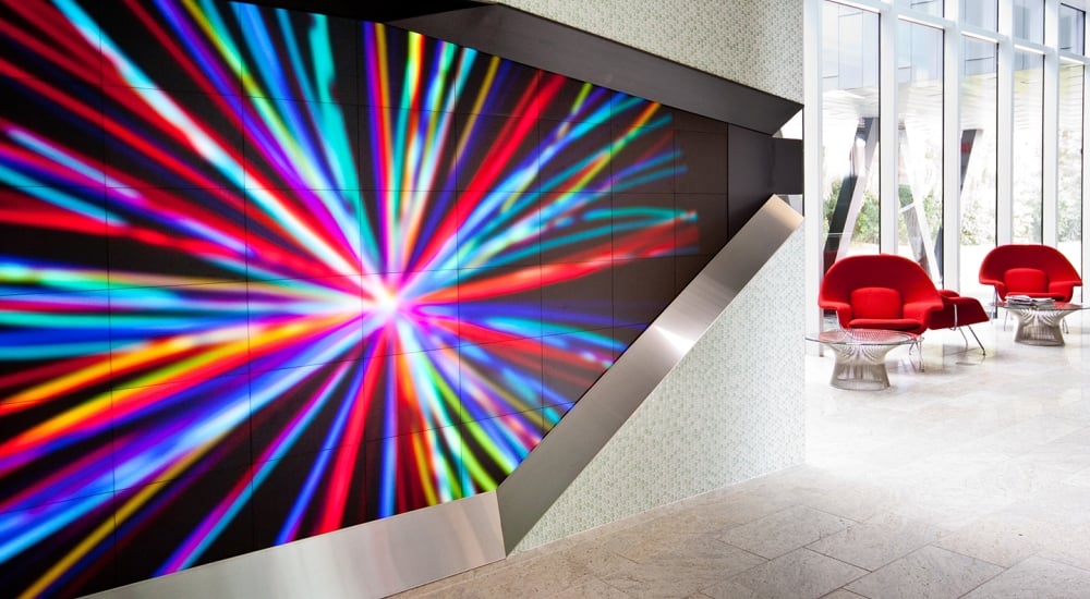 Digital signage with colours in entrance way