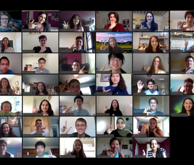 Collage of students in a zoom/online meeting