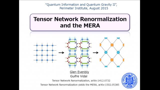 Tensor Network Renormalization and the MERA Speaker(s): Glen Evenbly