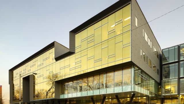 Perimeter Institute building, golden facade, Credit Tom Arban