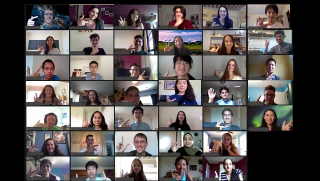 Collage of students in a zoom/online meeting