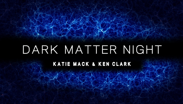 Abstract background with blue electric lines and the words Dark Matter Night text