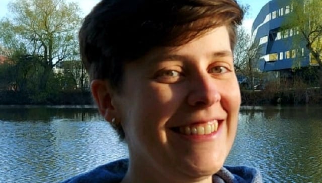 girl smiling lake