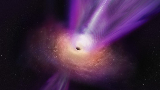 Astronomers produce first image of a black hole's shadow with a powerful jet