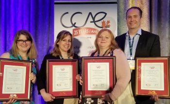 Perimeter Institute Outreach team with their the CCAE awards in Halifax.