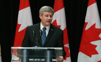 Prime Minister Stephen Harper announcing new federal funding for Global Outreach in Africa at Perimeter Institute 