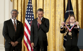 S. James Gates receiving the National Medal of Science from US President Barack Obama