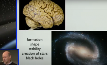 Brain and galaxy on presentation screen