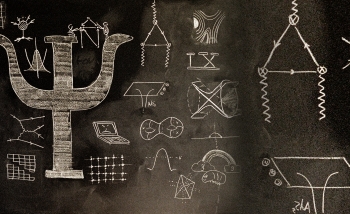 Blackboard image with drawings and equations