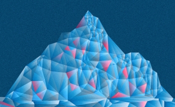 Mountain peak illustration made from geometric shapes on a blue background